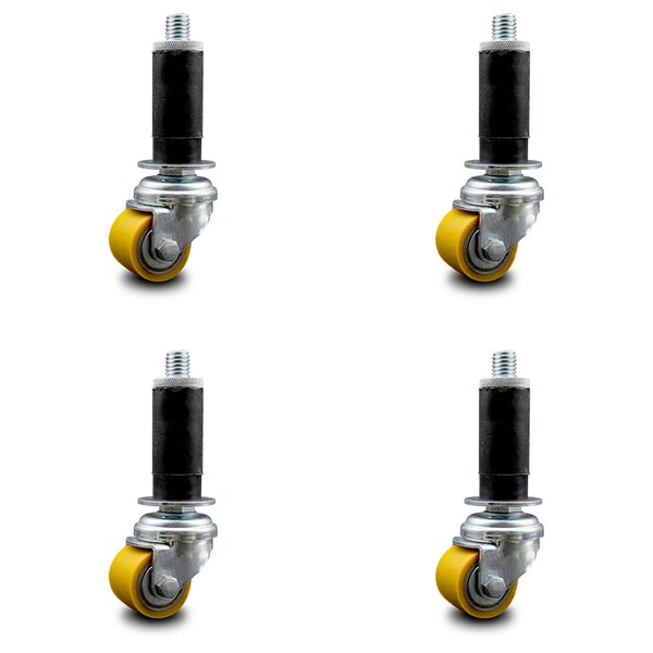 Low Profile Polyurethane 35mm Wheel 1 Inch Expanding Stem Caster SCC, 4PK